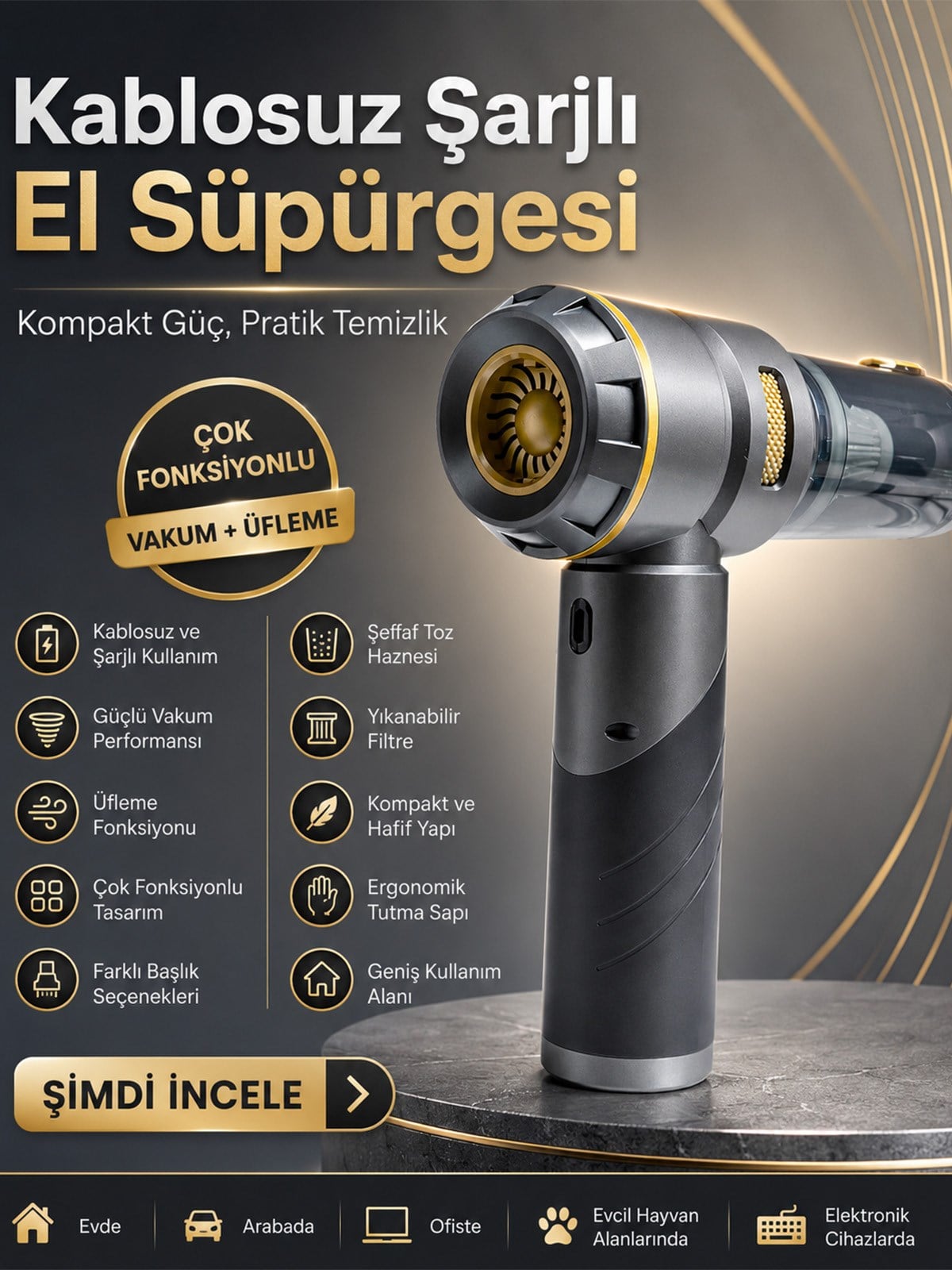 A Plus Yüksek Emiş Güçlü Araç Süpürgesi - Profesyonel Güçte Temizllik