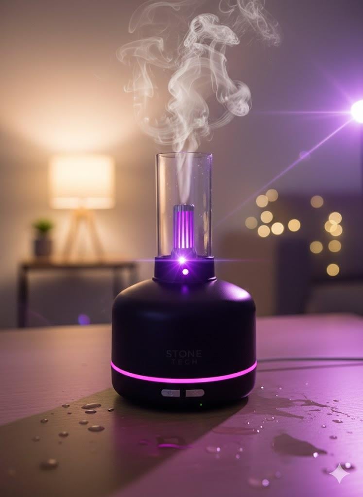 BH-07 Şömine Tasarımlı 200ml Hava Nemlendirici ve Aroma Difüzörü; gerçekçi sarı, mavi ve mor alev efektleri ile evinizde büyüleyici bir ambiyans yaratırken, 2.4MHz ultrasonik teknolojisiyle havayı sessizce tazeler. Type-C bağlantısı, 3 ve 6 saatlik zamanl