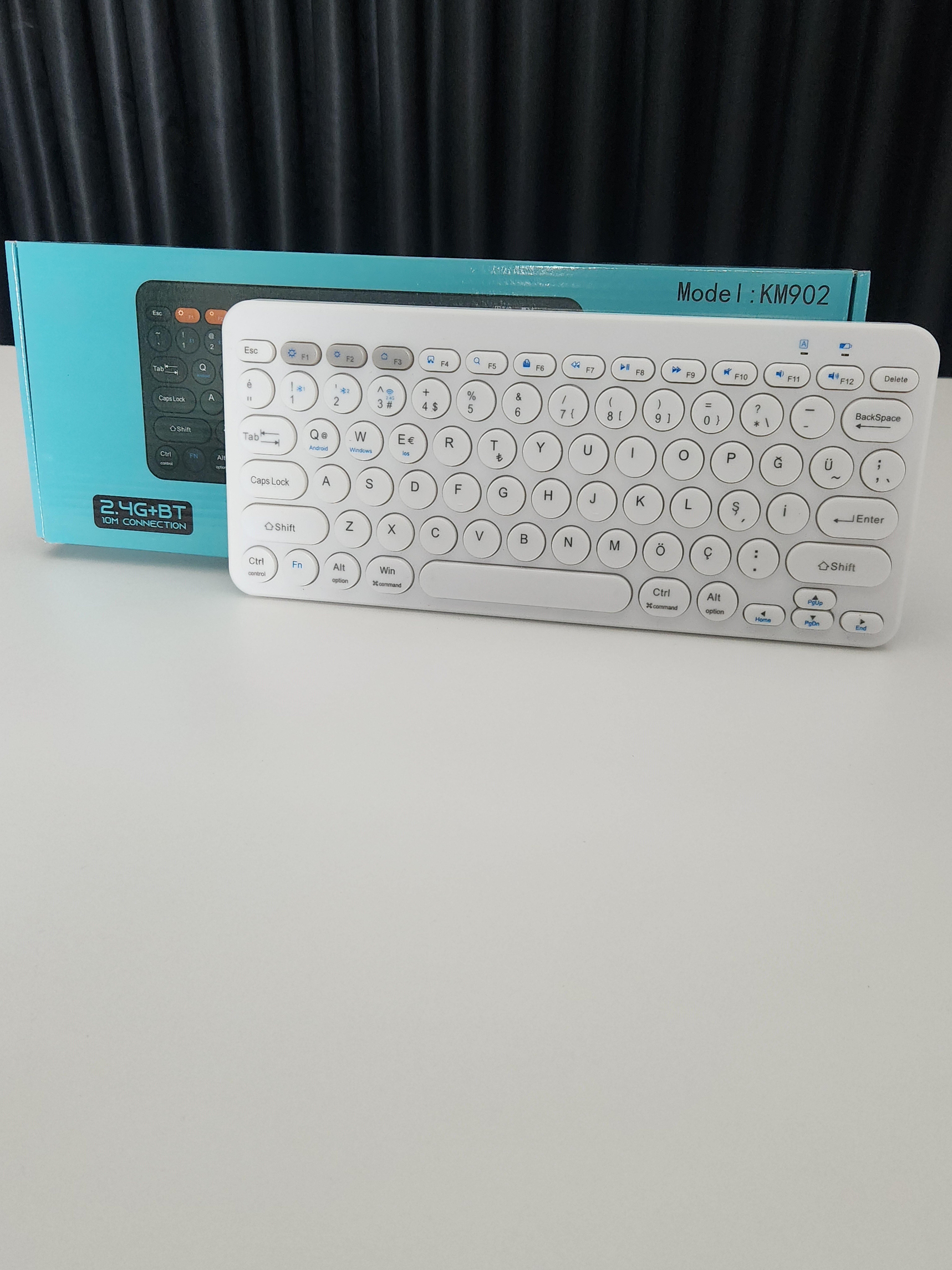 Çift Cihaz Bağlantılı (2.4G + Bluetooth) Kablosuz Klavye Mouse Set – Ultra Hızlı Geçiş, Siyah (KM902)