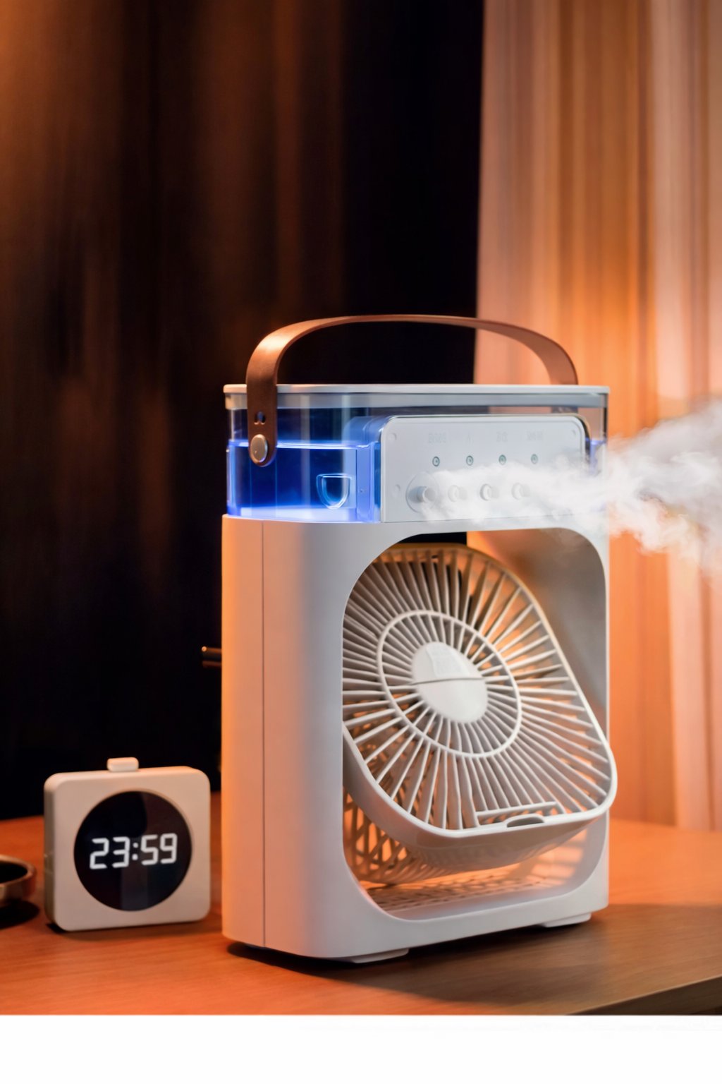 Cullera BDS-01 Yeni Işıklı 600ml 5 Spreyli Vantilatör Buzlu Buharlı Mini Klima Mini Fan