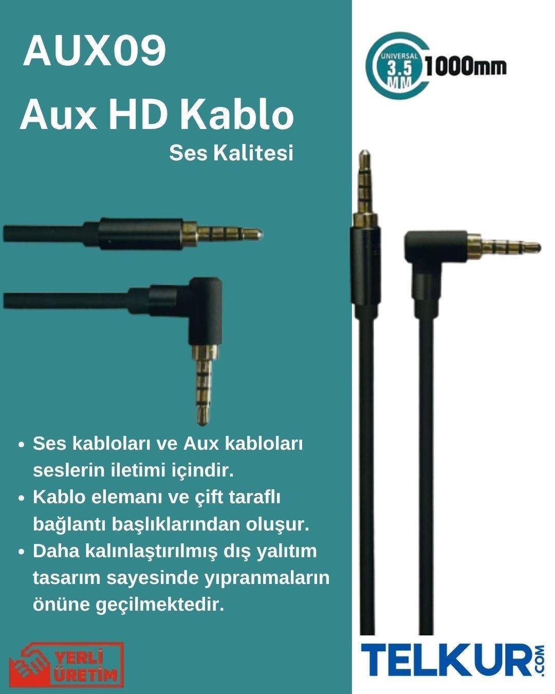 FERRO AUX09 3.5mm AUX Kablosu Jak Erkek Erkek L Tipi Ses Aktarım Kablosu