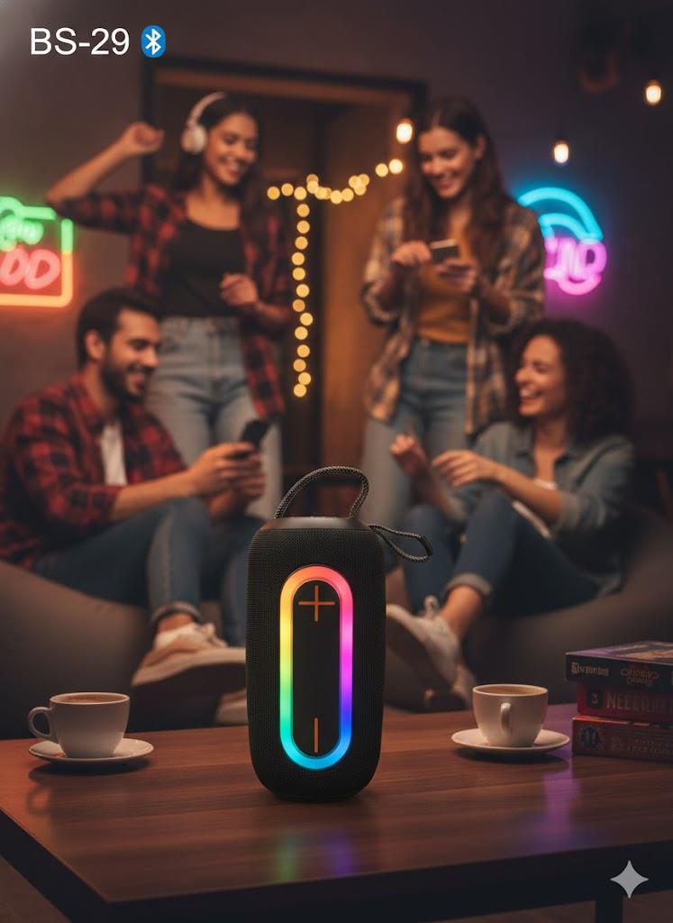 Ferro BS-29 Bluetooth Hoparlör RGB Işıklı 6.5W Taşınabilir Kablosuz Speaker Siyah