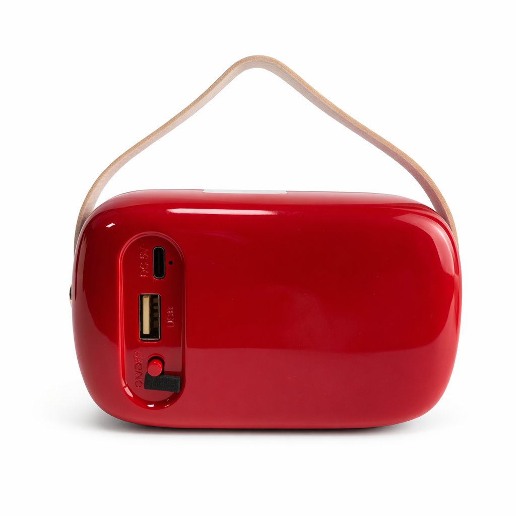 Ferro GTS-1959 Retro Bluetooth Hoparlör – Askılı Tasarım, USB & TF Kart Destekli, Taşınabilir Mini Ses Sistemi Kırmızı