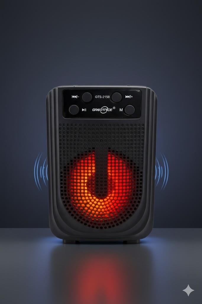 Ferro GTS-2158 Mikrofonlu Bluetooth Hoparlör LED Işıklı Taşınabilir Karaoke Speaker Siyah