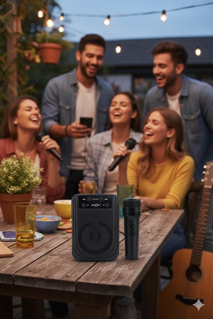 Ferro GTS-2158 Mikrofonlu Bluetooth Hoparlör LED Işıklı Taşınabilir Karaoke Speaker Siyah
