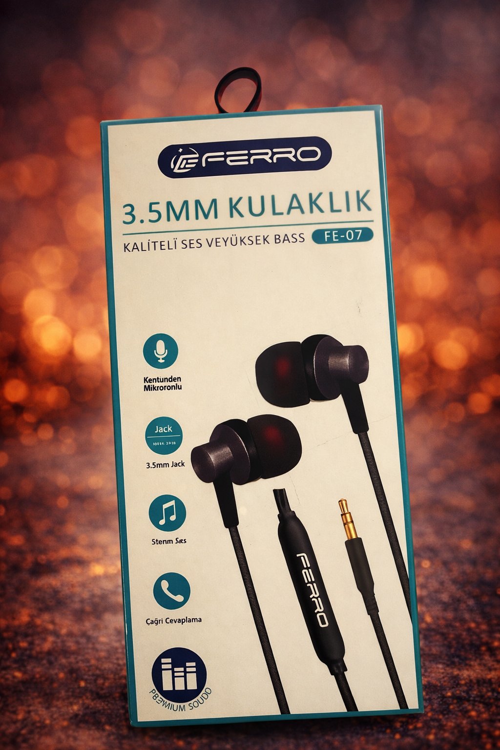 FERRO Kaliteli Ses Yüksek Baslı Kablolu Kulak İçi Mikrofonlu 3.5mm Jacklı Kulaklık FE-07
