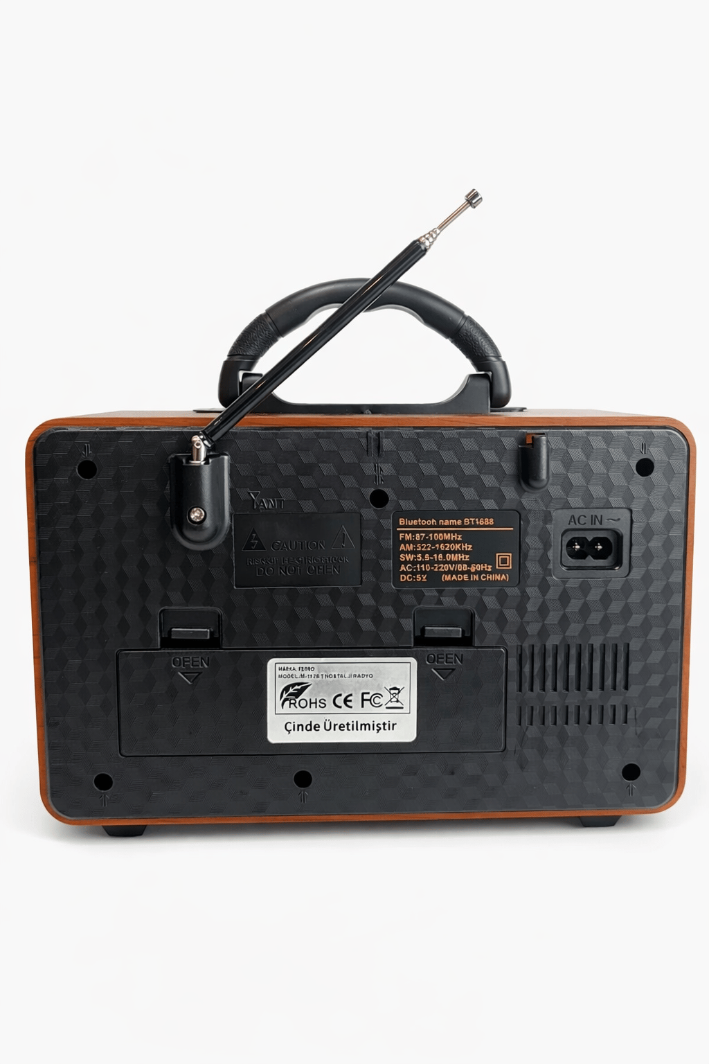 Ferro M-112BT Nostaljik Radyo Görünümlü LED Işıklı Bluetooth,Hafıza Kartı,Usb Bellek,Aux Ve Radyo Destekli Hoparlör Siyah