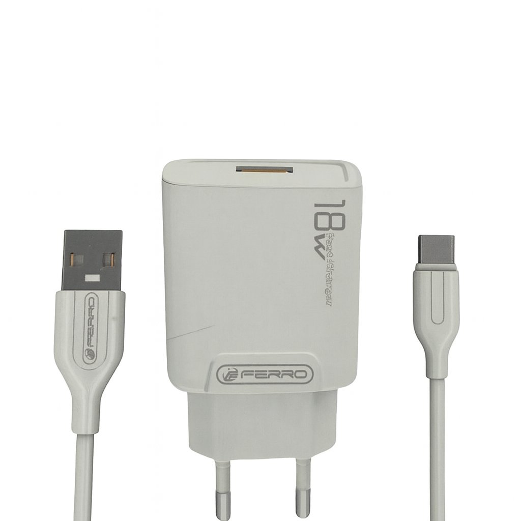 FERRO W18 Qualcom 3.0 Amper Usb Çıkışlı Type-c 18W Şarş Seti