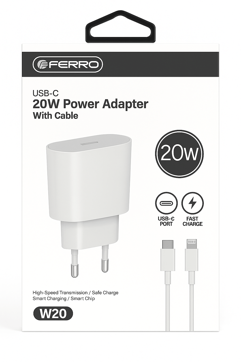 FERRO W20 PD Çıkışlı 20W 2-in-1 İOS Şarj Seti