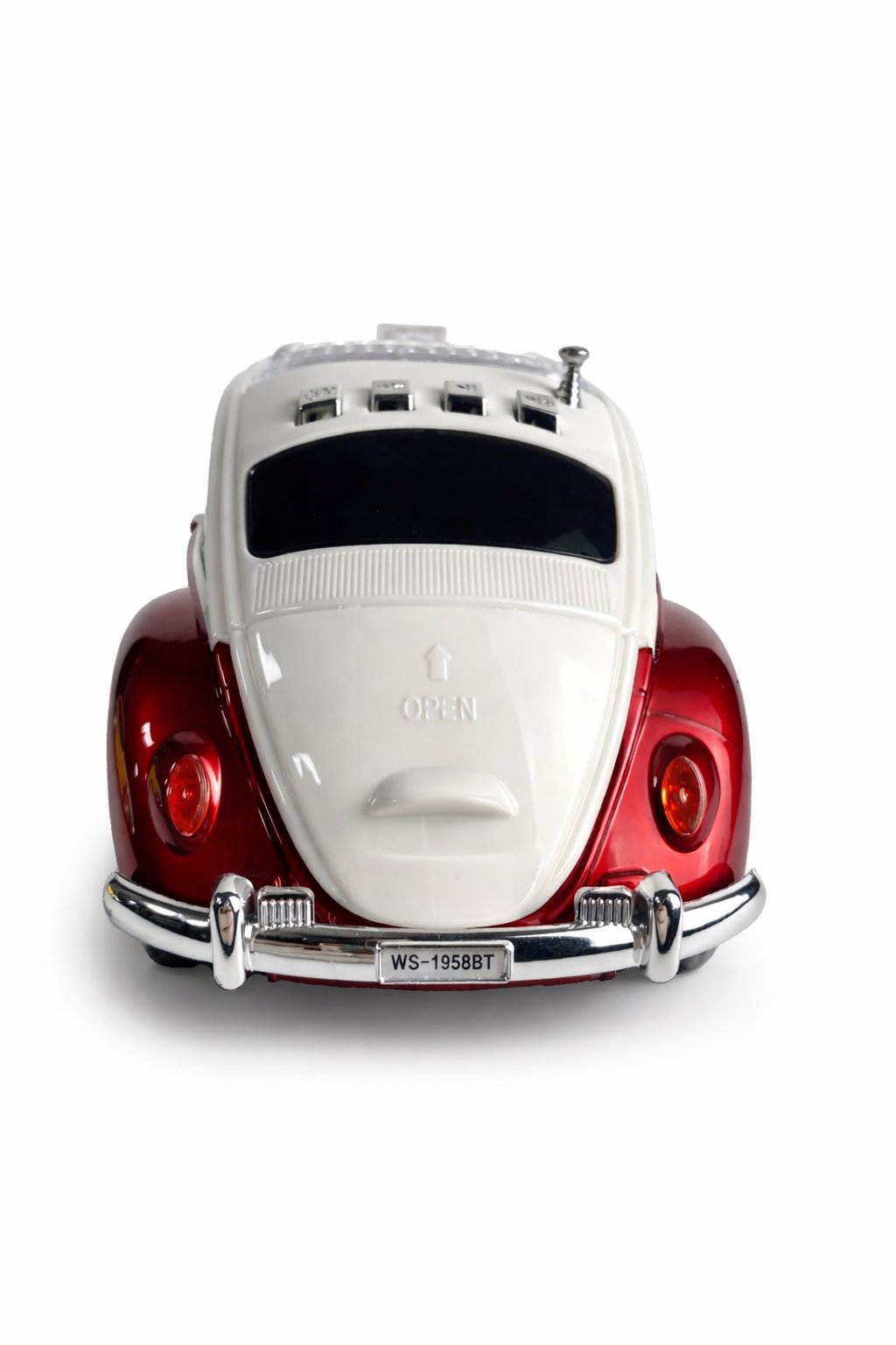 Ferro WS-1958BT Nostaljik Araba Görünümlü LED Işıklı Bluetooth,Hafıza Kartı,Usb Bellek,Aux Ve Radyo Destekli Hoparlör Kırmızı