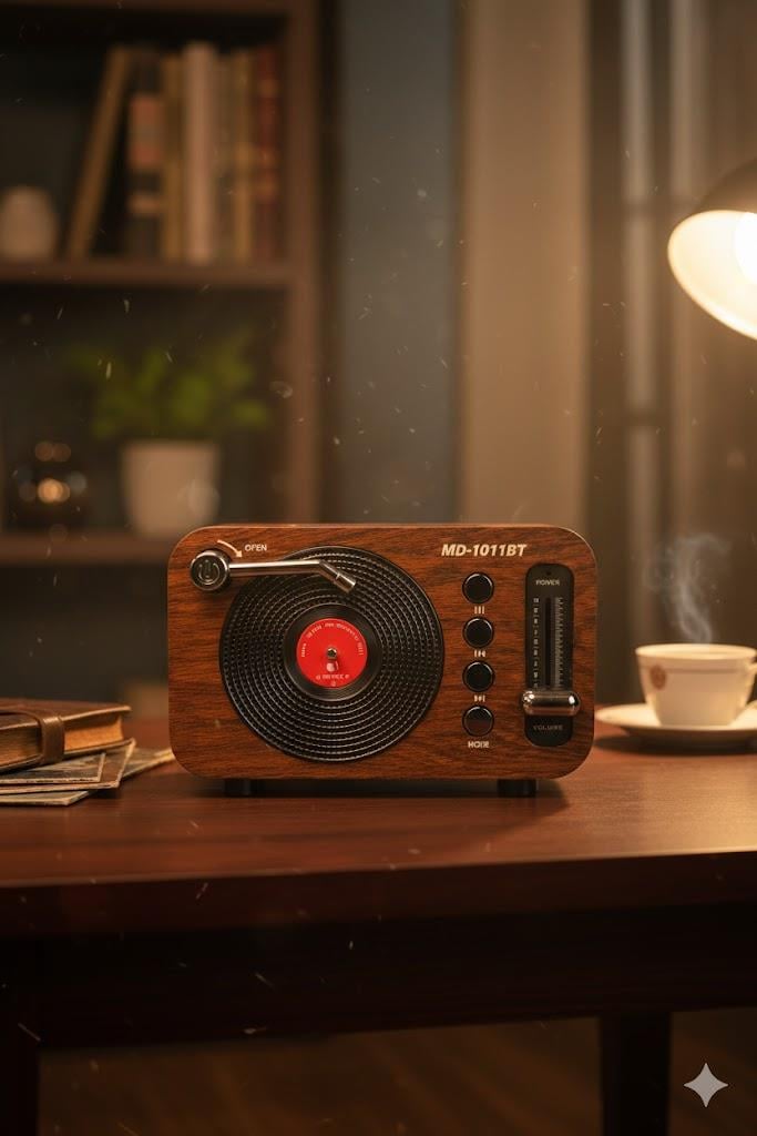 Ferro WS-1958BT Nostaljik Araba Görünümlü LED Işıklı Bluetooth,Hafıza Kartı,Usb Bellek,Aux Ve Radyo Destekli Hoparlör Kapalı Ahşap