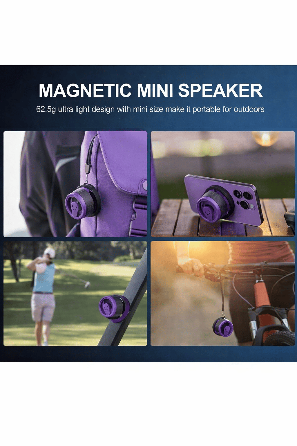 G200 Cepini Mıknatıslı Bluetooth Speaker  iPhone android Telefon standı  5W Mini RGB Mor