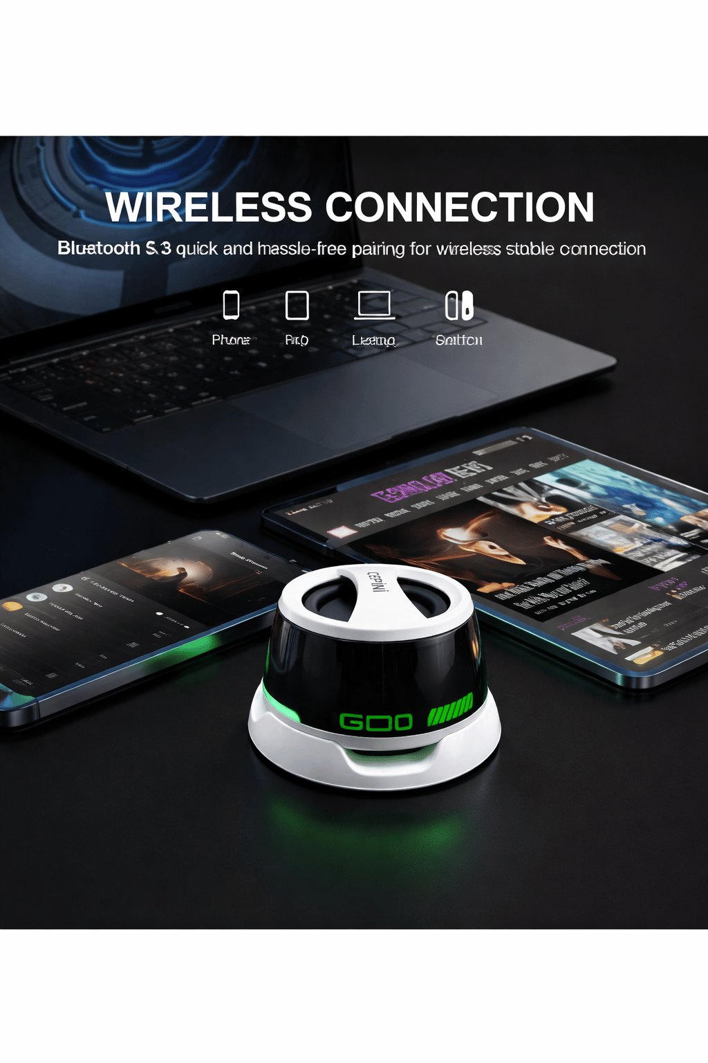 G200 Cepini Mıknatıslı Bluetooth Speaker  iPhone android Telefon standı  5W Mini RGB Beyaz