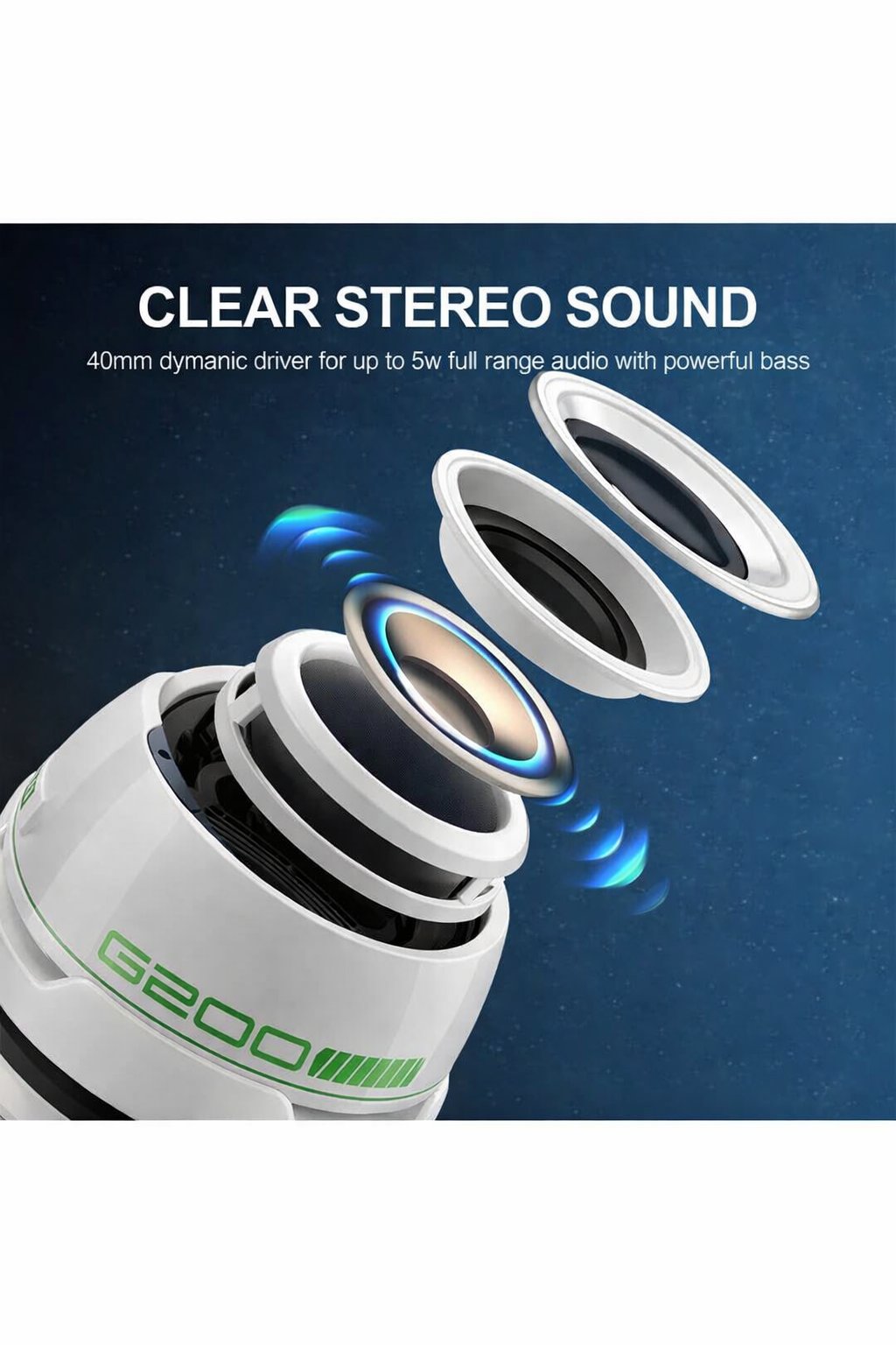 G200 Cepini Mıknatıslı Bluetooth Speaker  iPhone android Telefon standı  5W Mini RGB Beyaz