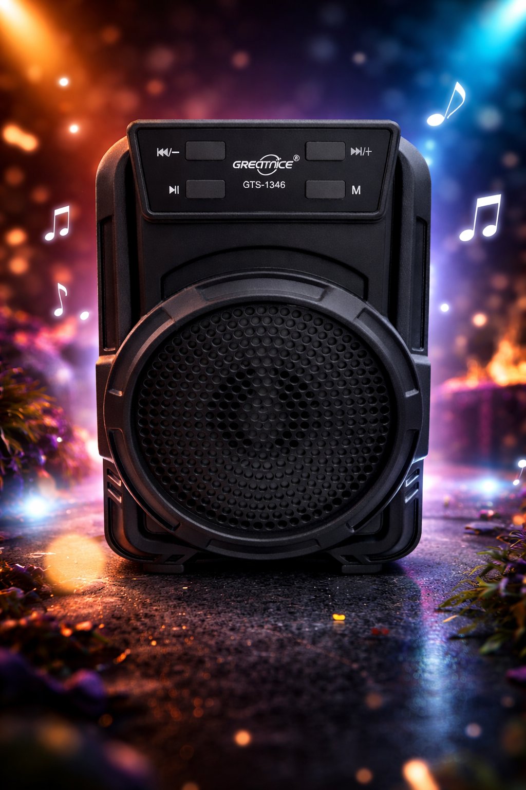 GTS-1346 LED Işıklı Mikrofonlu Bluetooth Hoparlör Siyah