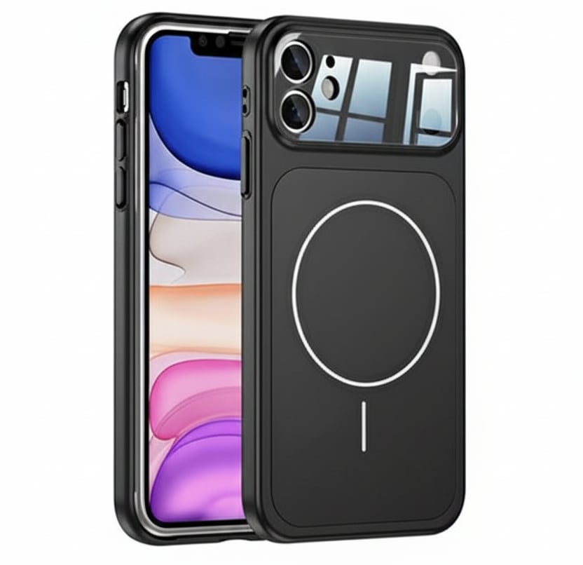 İPhone 11 Uyumlu İPhone 17 Görünümlü Magsafeli Kamera Kamera Lensli Kılıf Siyah