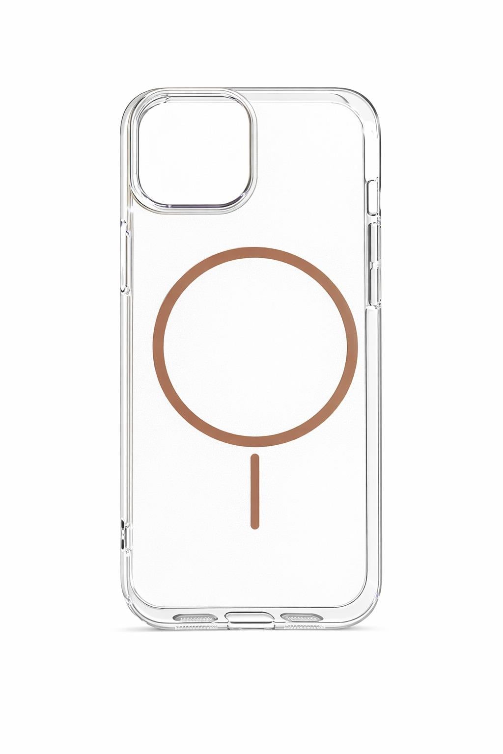 İPhone 12-12 Pro Uyumlu Magsafei Renkli Sert Mika Kılıf Kahve Rengi