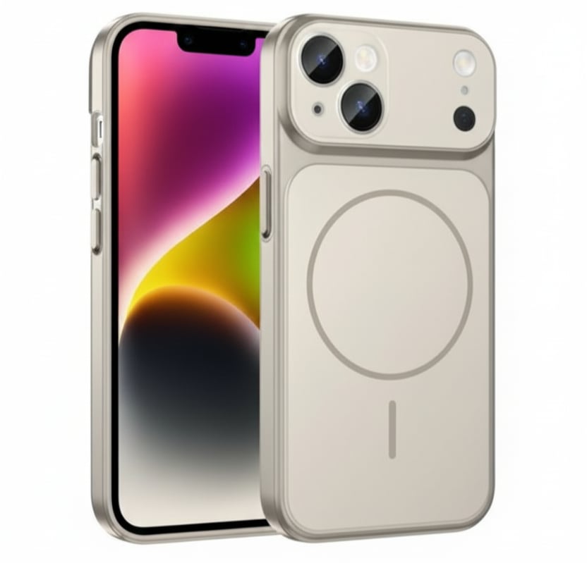 İPhone 15 Uyumlu İPhone 17 Görünümlü Magsafeli Kamera Kamera Lensli Kılıf Çöl