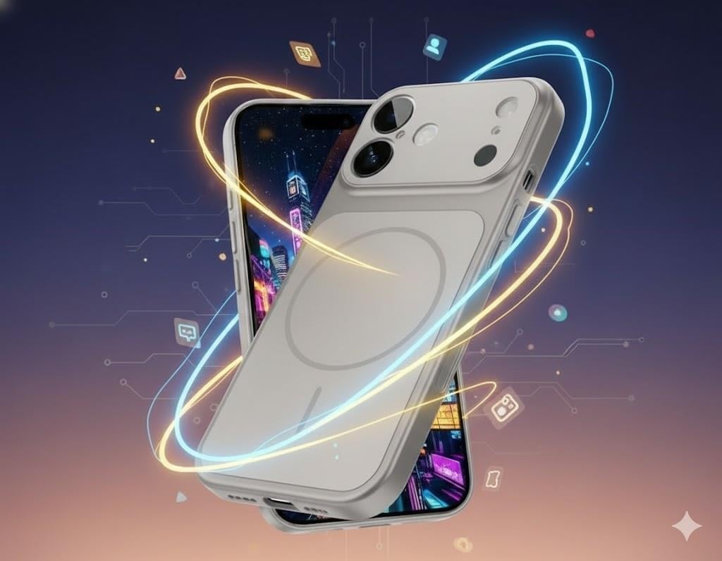 İPhone 16 Uyumlu İPhone 17 Görünümlü Magsafeli Kamera Kamera Lensli Kılıf Silver