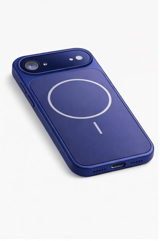 İPhone 17 Air Uyumlu İPhone 17 Pro Max Görünümlü Magsafeli Kamera Kamera Lensli Kılıf Mavi