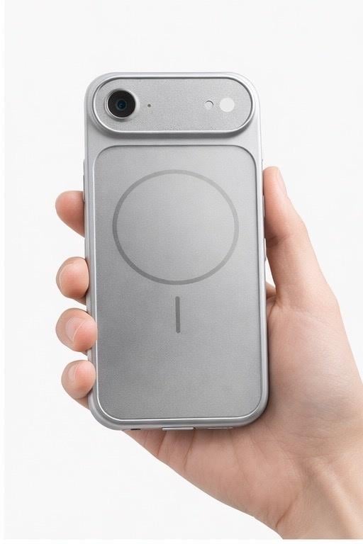 İPhone 17 Air Uyumlu İPhone 17 Pro Max Görünümlü Magsafeli Kamera Kamera Lensli Kılıf Silver