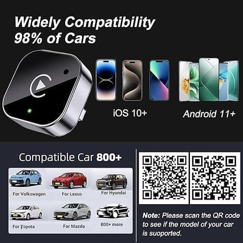 Kablosuz Carplay ve Android Auto Adaptörü Apple ve Android Cihazlar ile Uyumlu