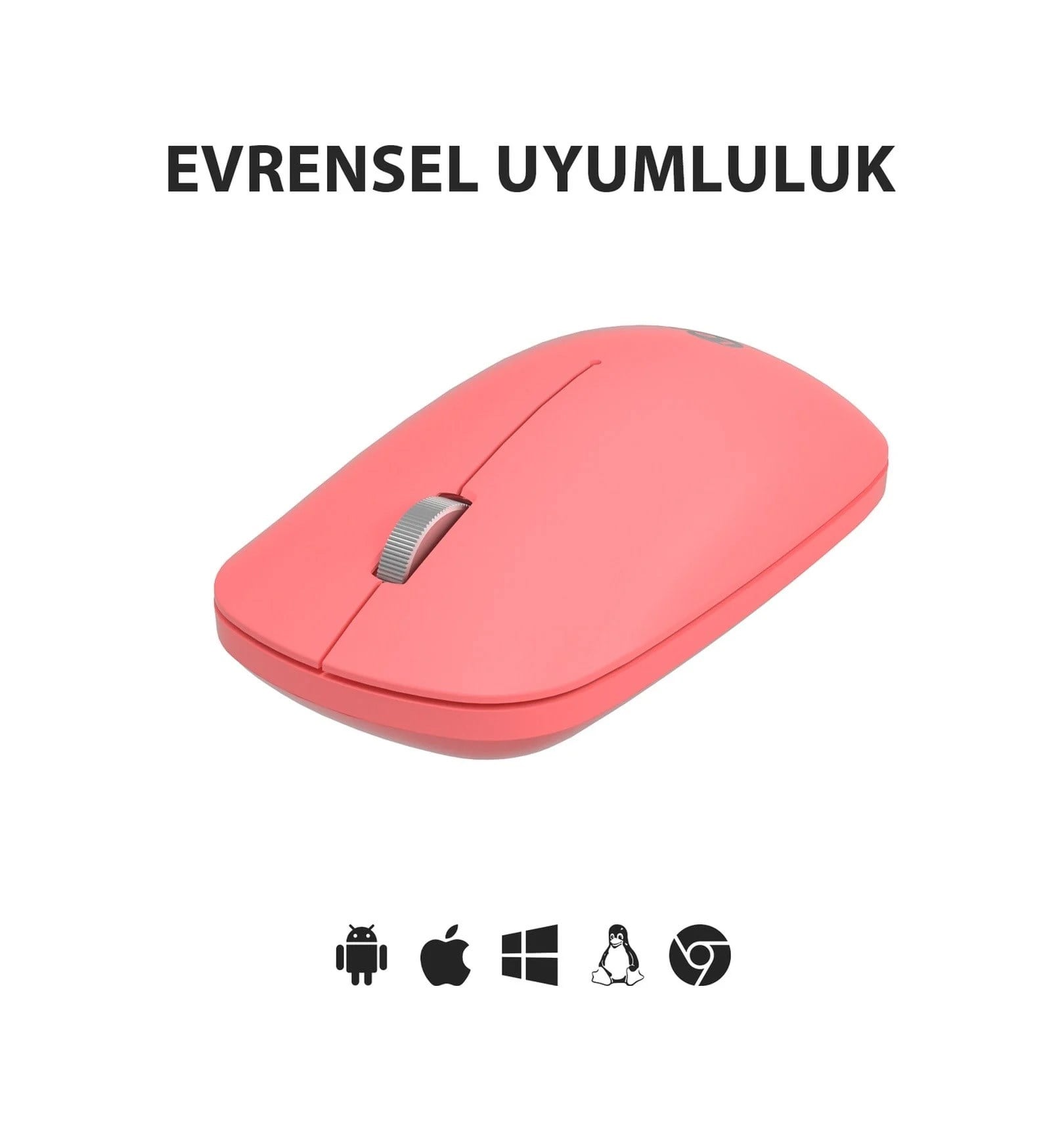 Lenovo Lecoo WS214 Sessiz Ergonomik Kablosuz Mouse – 2.4GHz Optik, USB Alıcılı, Hassas DPI, Ofis & Laptop Uyumlu (Pembe)
