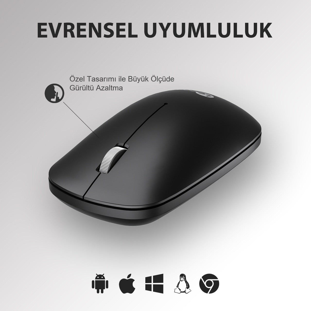Lenovo Lecoo WS214 Sessiz Ergonomik Kablosuz Mouse – 2.4GHz Optik, USB Alıcılı, Hassas DPI, Ofis & Laptop Uyumlu, Türkiye Garantili