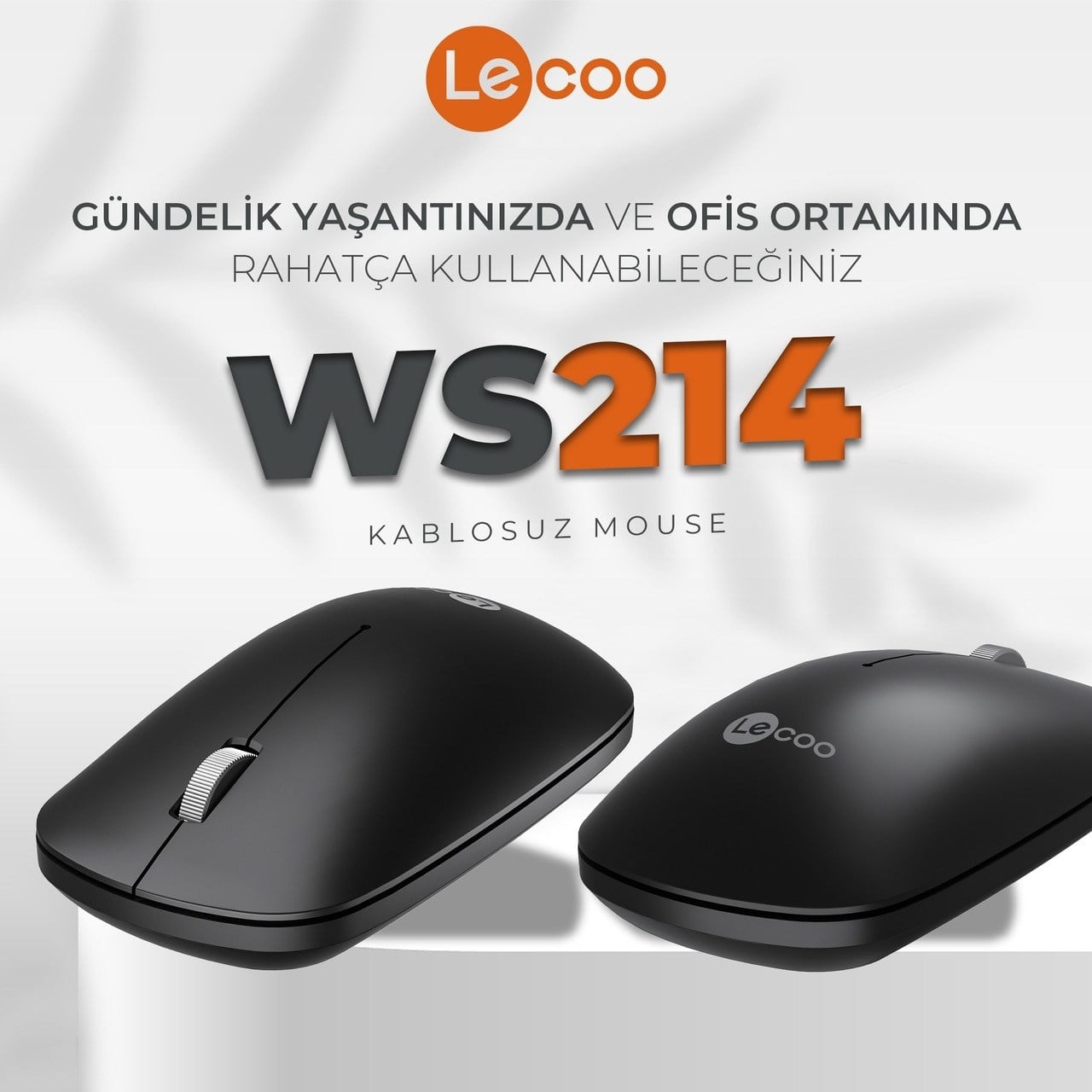 Lenovo Lecoo WS214 Sessiz Ergonomik Kablosuz Mouse – 2.4GHz Optik, USB Alıcılı, Hassas DPI, Ofis & Laptop Uyumlu, Türkiye Garantili