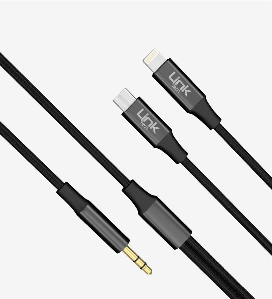 LinkTech A204 2'si 1 Arada Ses Kablosu Type-C ve Lightning'ten 3.5mm Çıkış