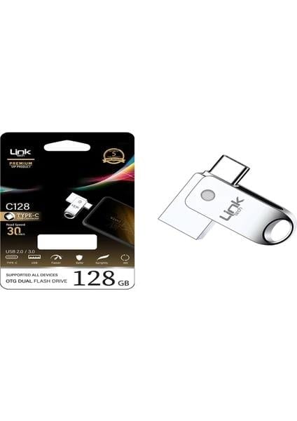 LinkTech C128 Premium Dual 30MB/ s 128GB Type-C OTG Flash Bellek