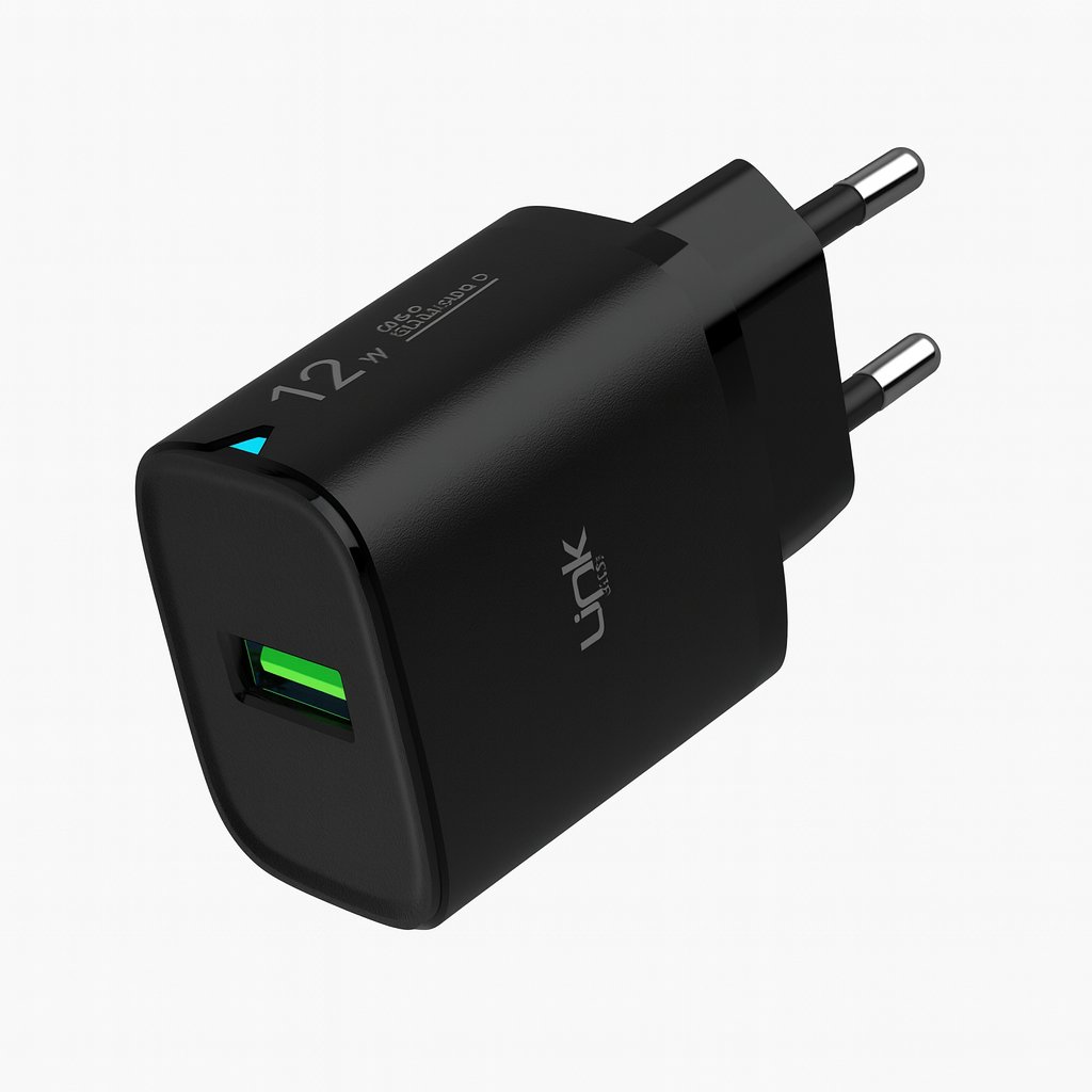 LinkTech C302 Strong 12W Lightning Kablolu Hızlı Şarj Adaptörü Siyah