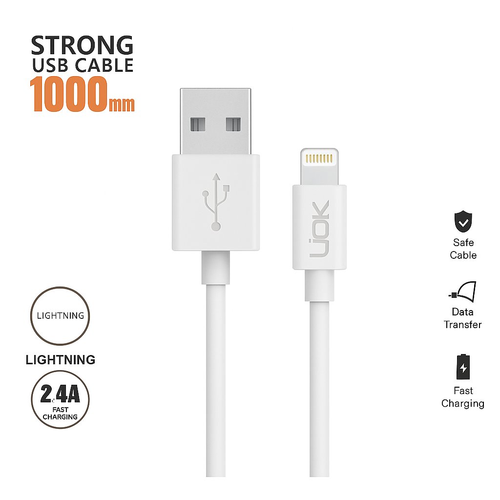 LinkTech K559 Strong 1m 2.4A Lightning Şarj Kablosu Beyaz