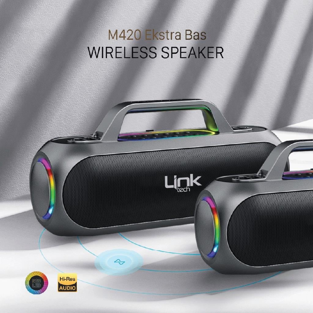 Linktech M420 Premium Extra Bass Çift Mikrofonlu Kablosuz Hoparlör