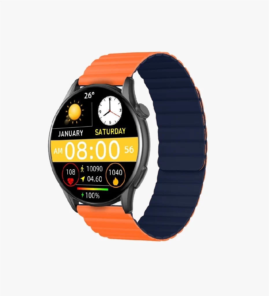 Linktech S104 Premium LT Watch 46mm Süper Amoled IP68 Suya Dayanıklı Akıllı Saat (TURUNCU MAVİ)