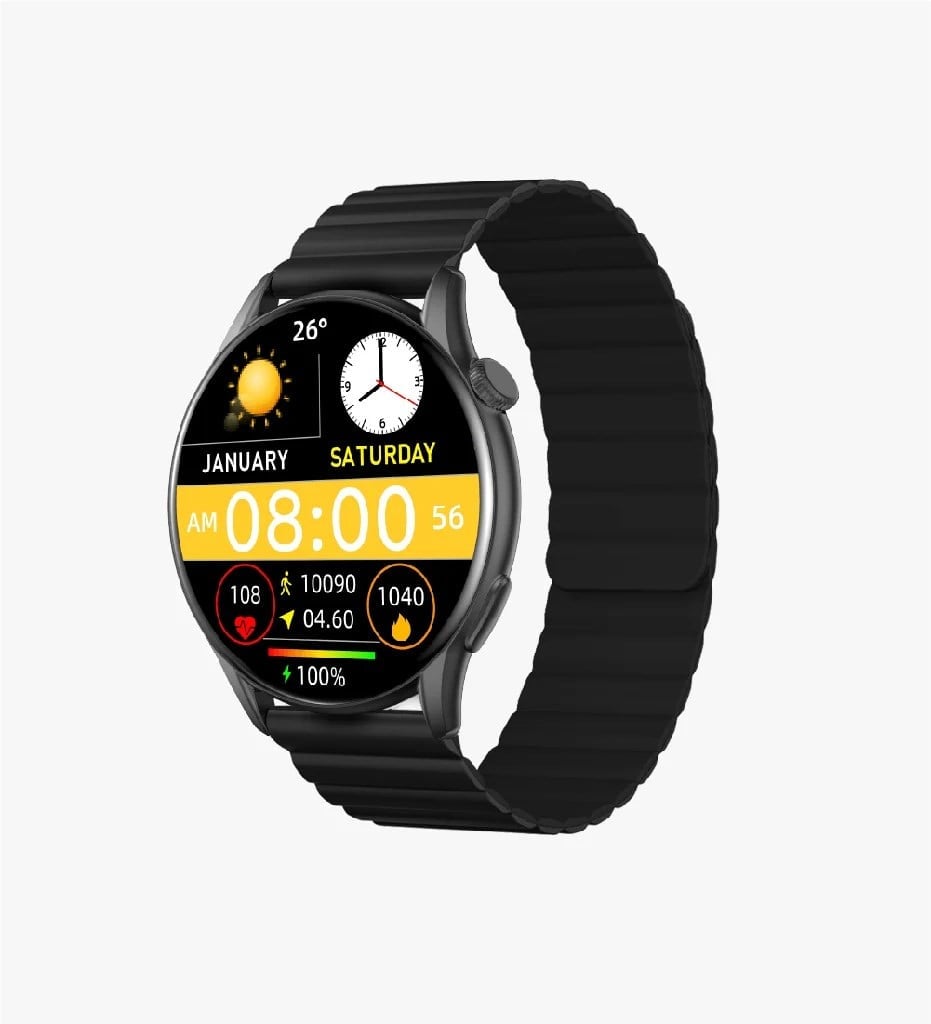 Linktech S104 Premium LT Watch 46mm Süper Amoled IP68 Suya Dayanıklı Akıllı Saat (SİYAH)