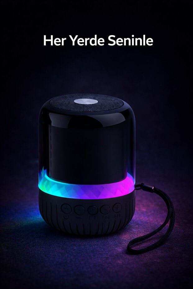 MAX-102 Mini Taşınabilir Bluetooth Hoparlör LED Işıklı – USB & TF Kart Destekli