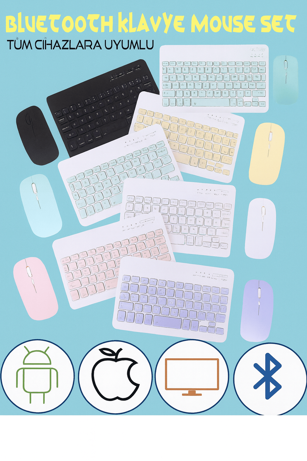 Mini TV Tablet Ve Telefon Uyumlu Kablosuz Klavye Mouse Set