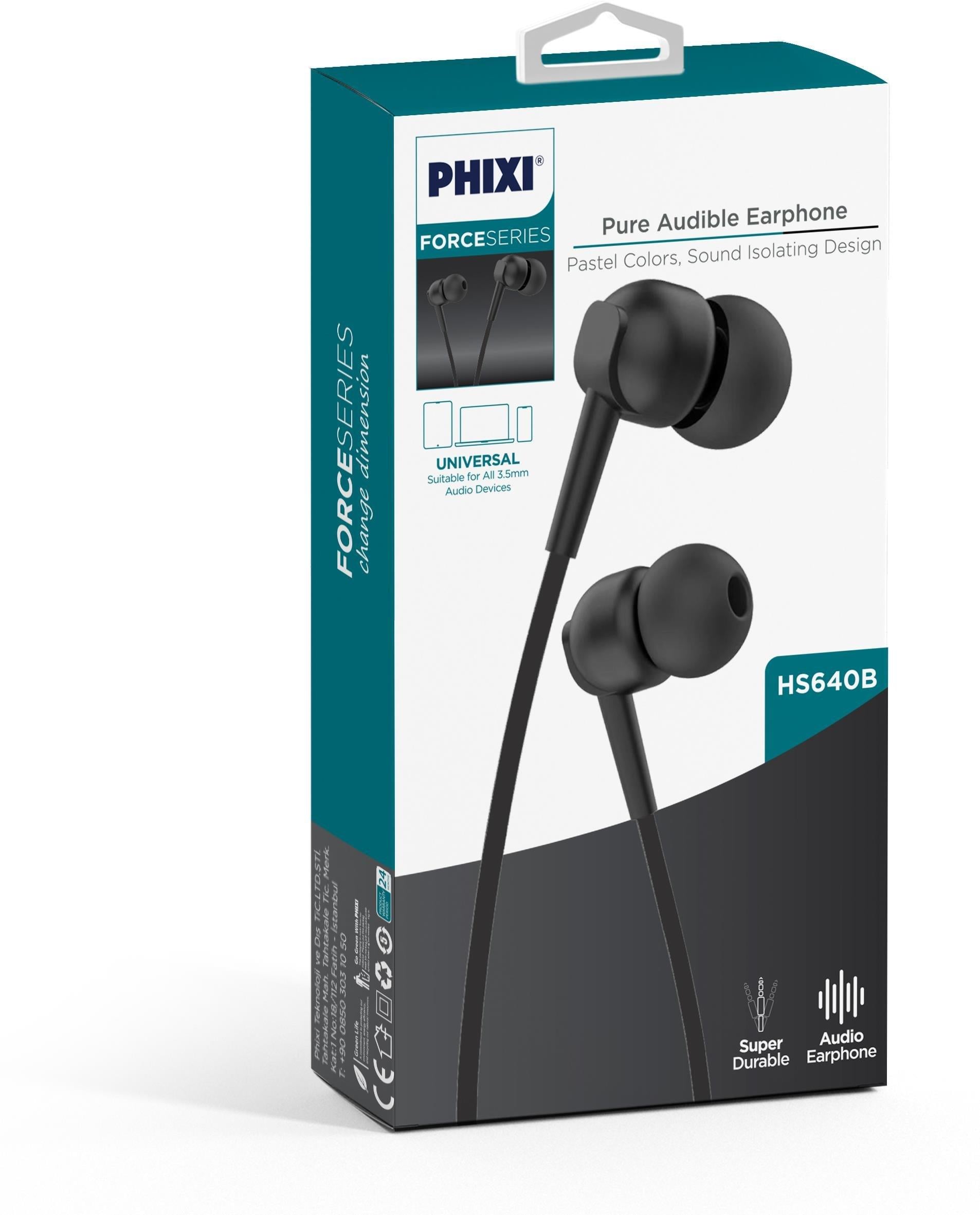 Phixi Force HS640B Siyah Mikrofonlu Kulakiçi Kulaklık