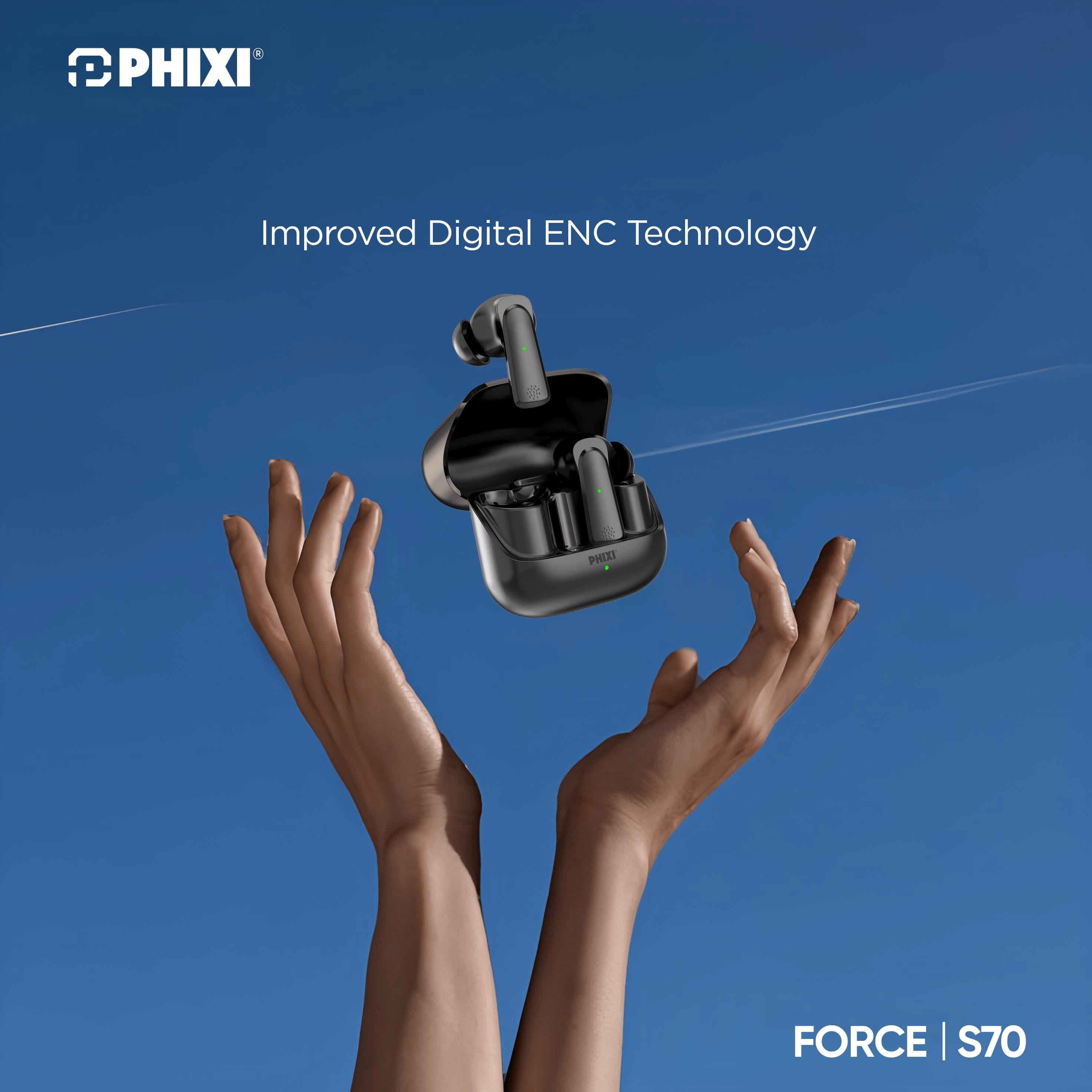 Phixi Force S70 ENC USB-C Hızlı Şarj Destekli Bluetooth Kulaklık Beyaz