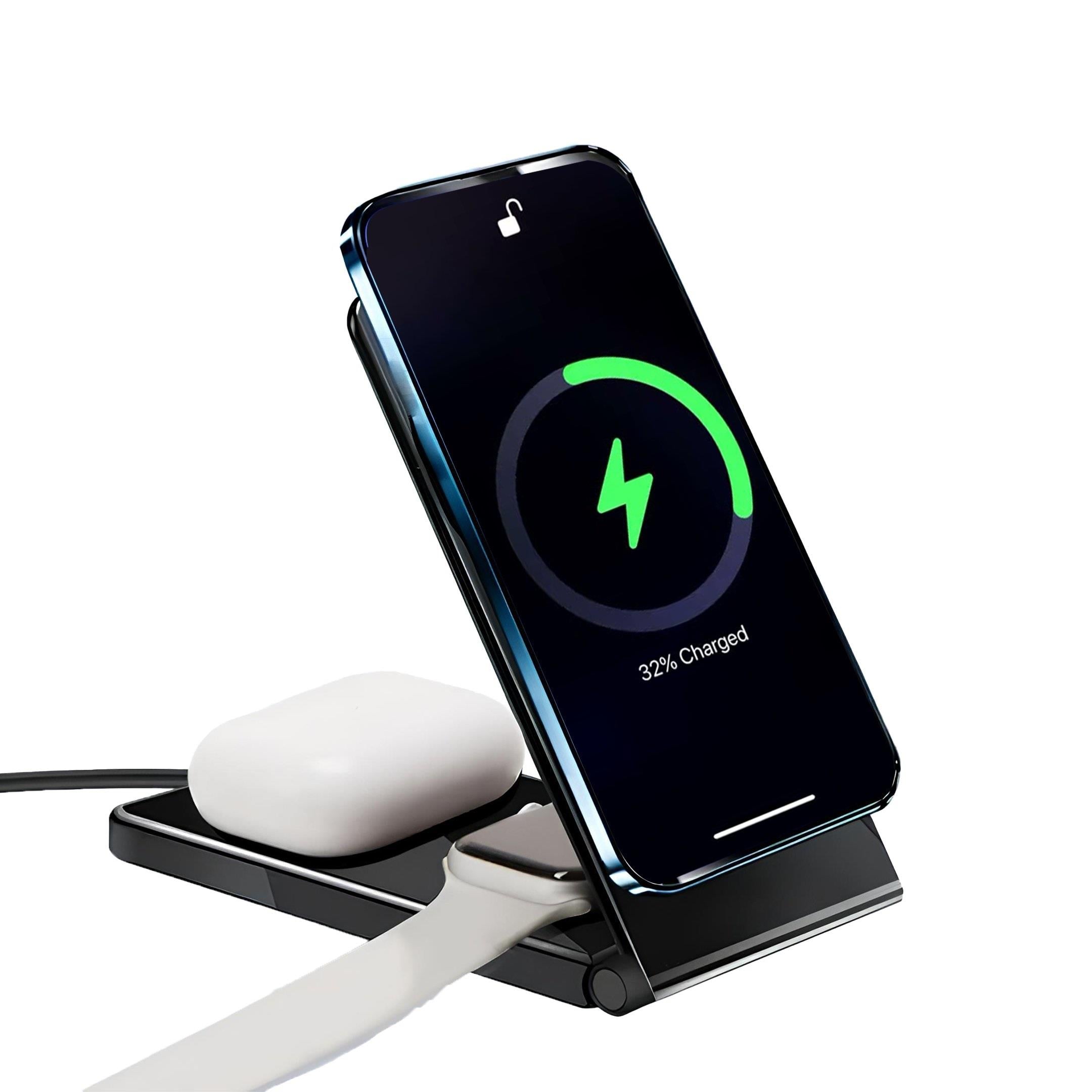 PHİXİ MS10 3 IN 1 MAGNETIC WIRELESS STANDLI ŞARJ SETİ