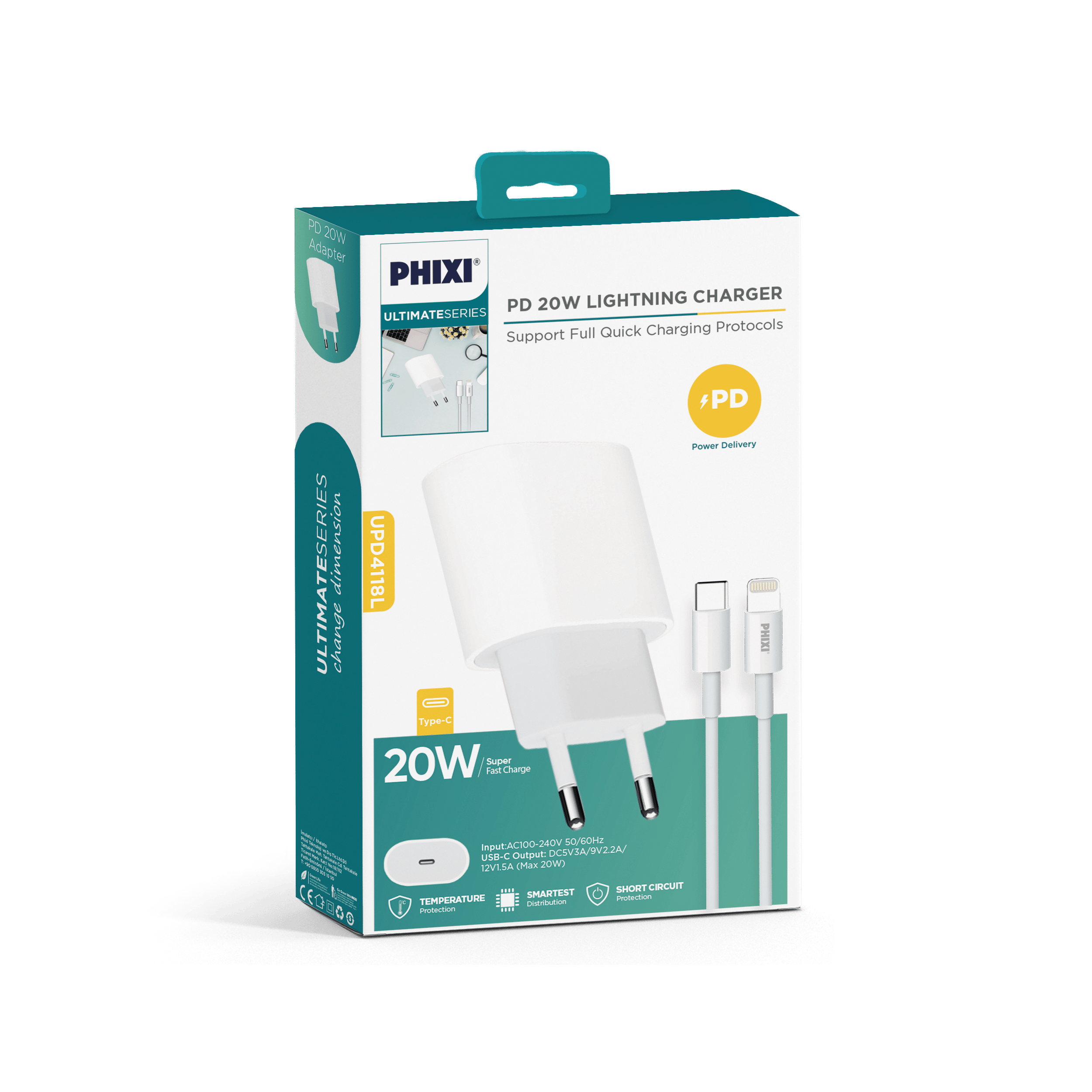 Phixi Ultimate UPD4118L 20W Lıghtnıng Hızlı Şarj Cihazı