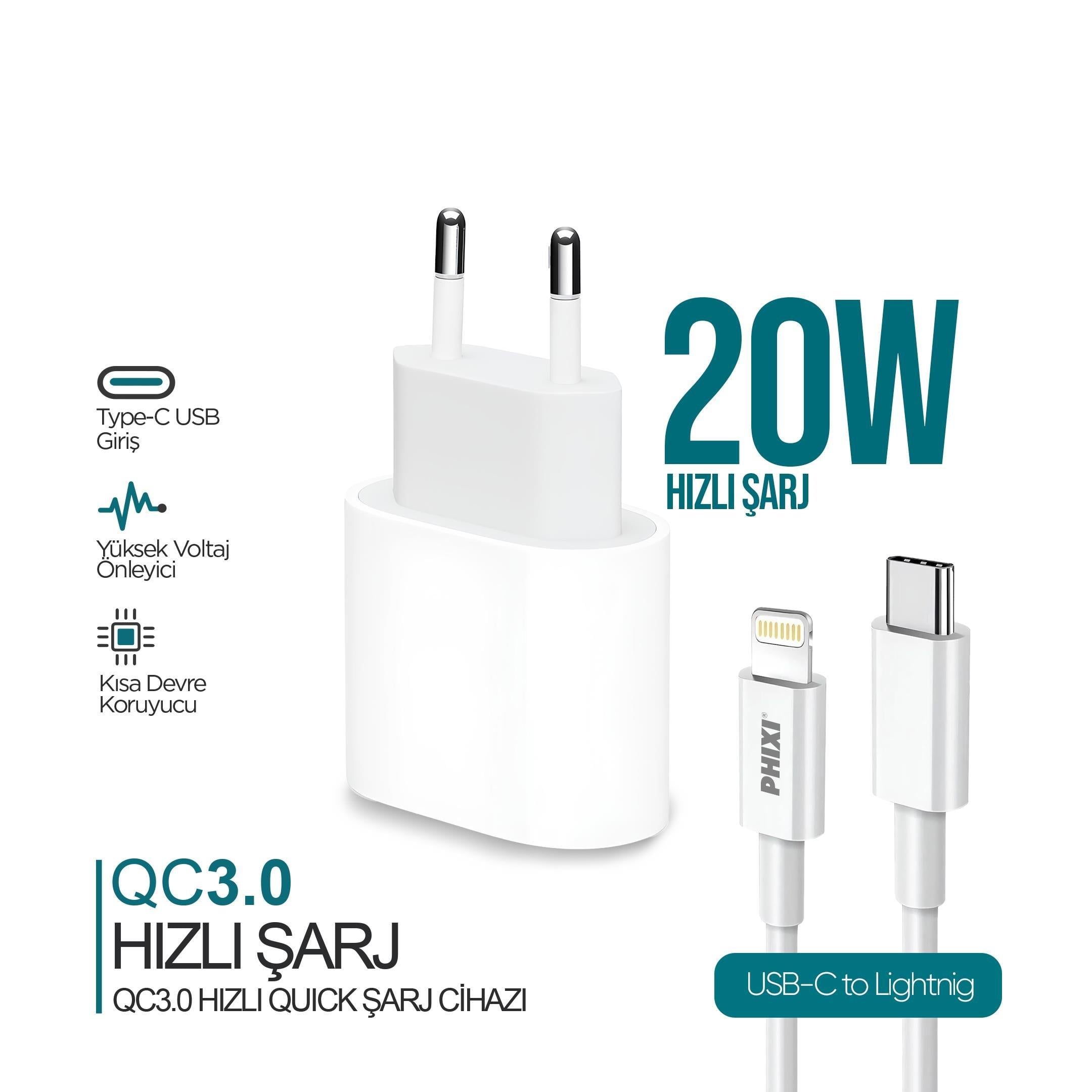 Phixi Ultimate UPD4118L 20W Lıghtnıng Hızlı Şarj Cihazı