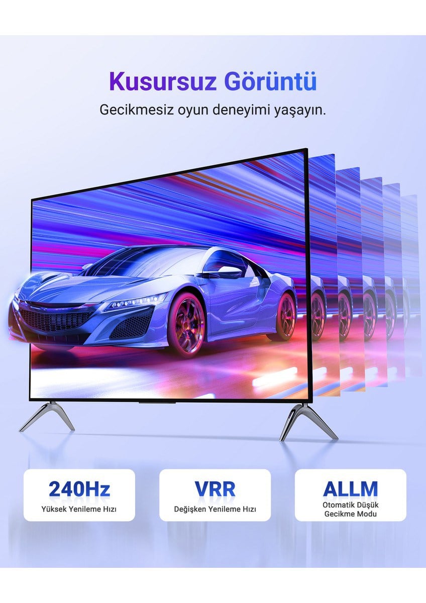 Profesyonel 8K HDMI Kablo – 2.1 Versiyon, 48Gbps Hız, HDR10+ ve Dolby Atmos Destekli Ultra Net Görüntü