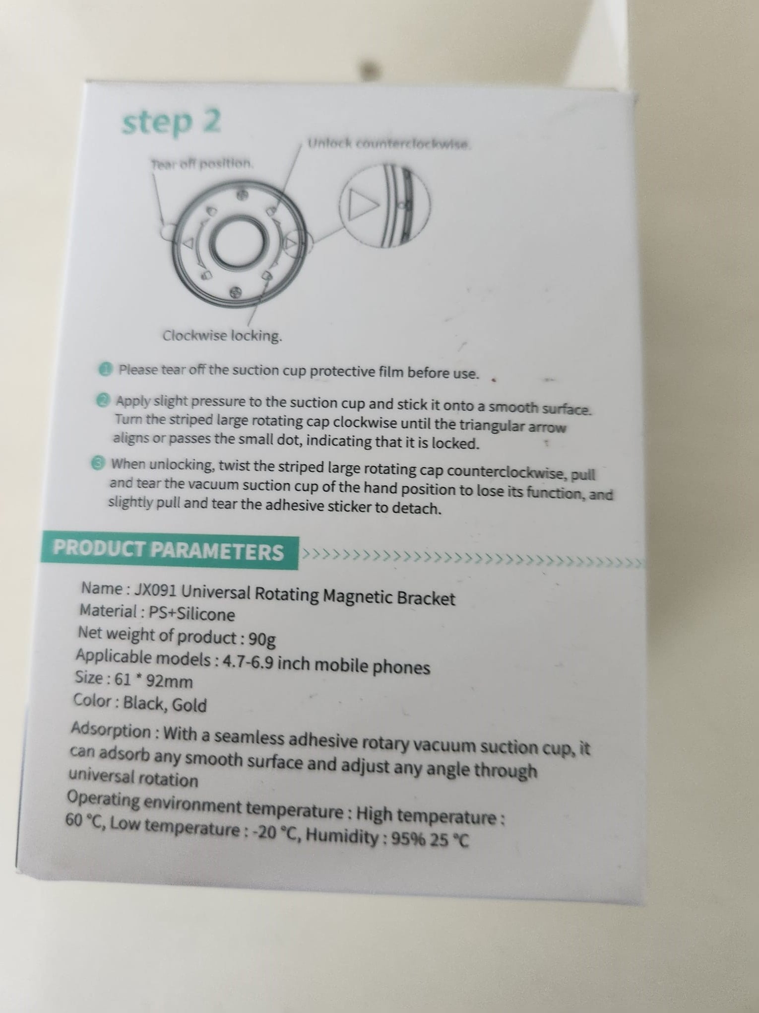 Telefon Tutucu Manyetik Vakumlu Kompakt Ev Ofis Oto Aksesuarları Siyah