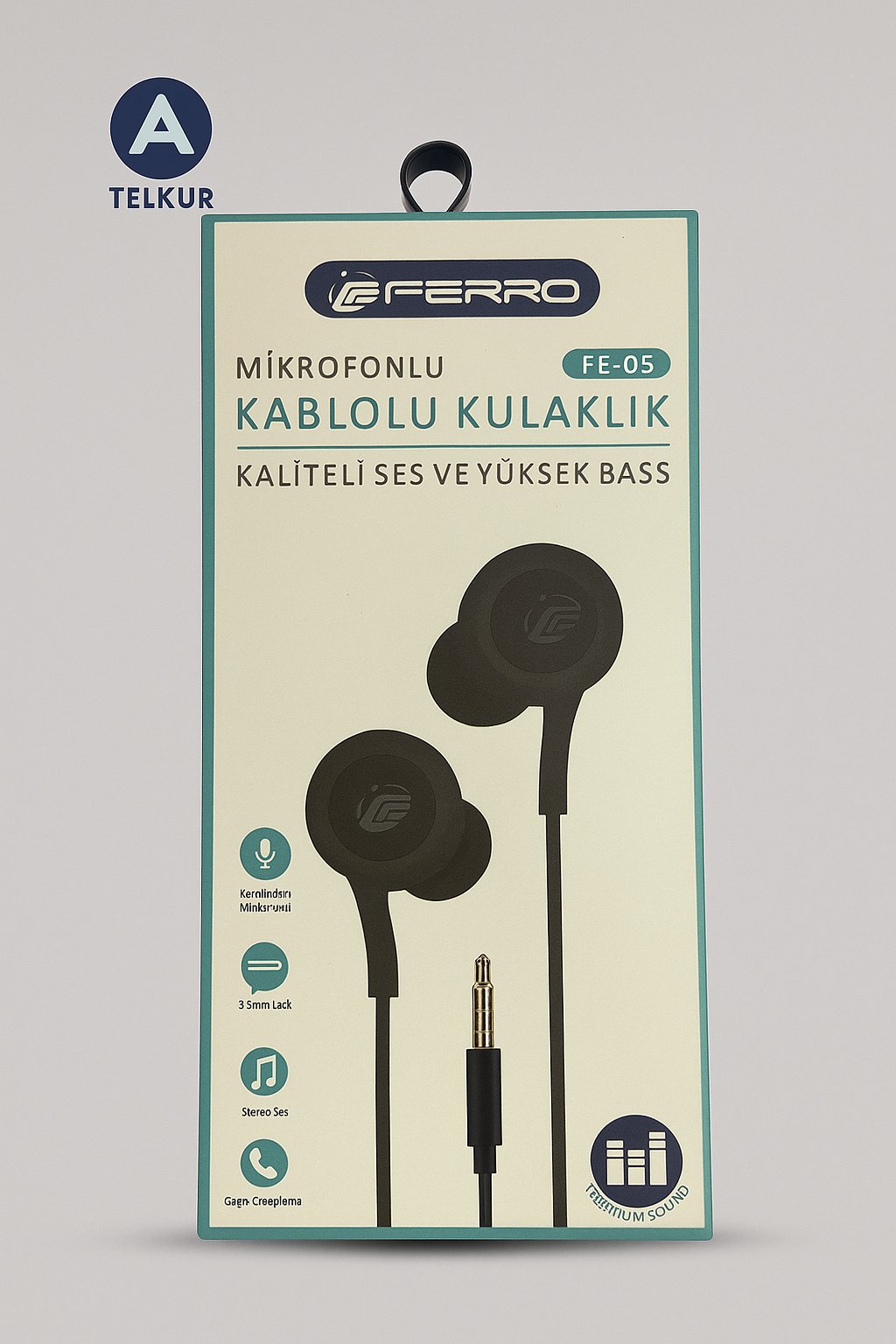 TELKUR FE-05 Kaliteli Ses Yüksek Baslı Kablolu Kulak İçi Mikrofonlu 3.5mm Jacklı Kulaklı