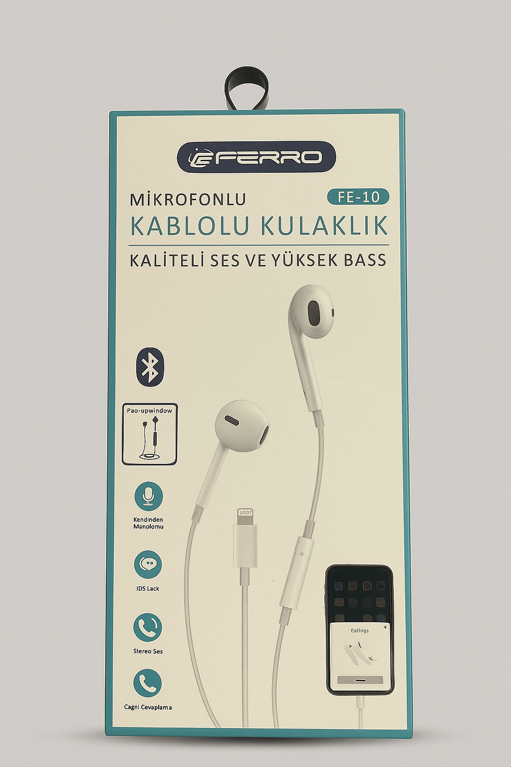 TELKUR FE-10  Kaliteli Ses Yüksek Baslı Kablolu Kulak İçi Mikrofonlu Lighting Girişli Kulaklı