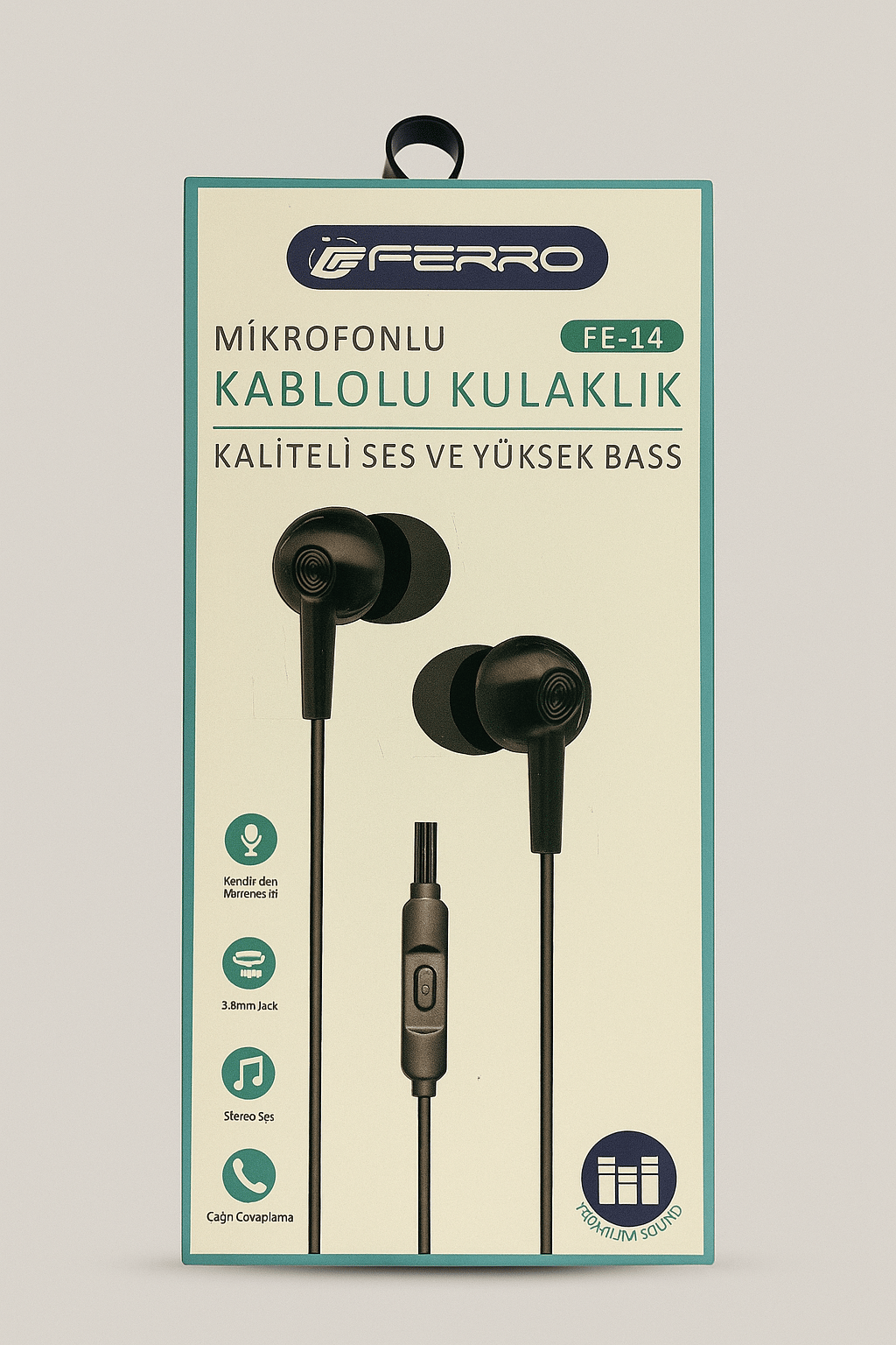 TELKUR FE-14  Kaliteli Ses Yüksek Baslı Kablolu Kulak İçi Mikrofonlu 3.5mm Jacklı Kulaklı