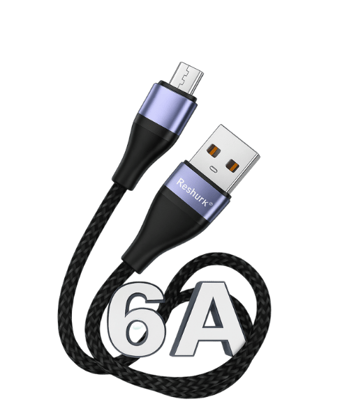 TELKUR Reshurk RE-061 Usb-c & Micro Metal Uclu 1000cm 6A Hasır Data - Şarj Kablosu