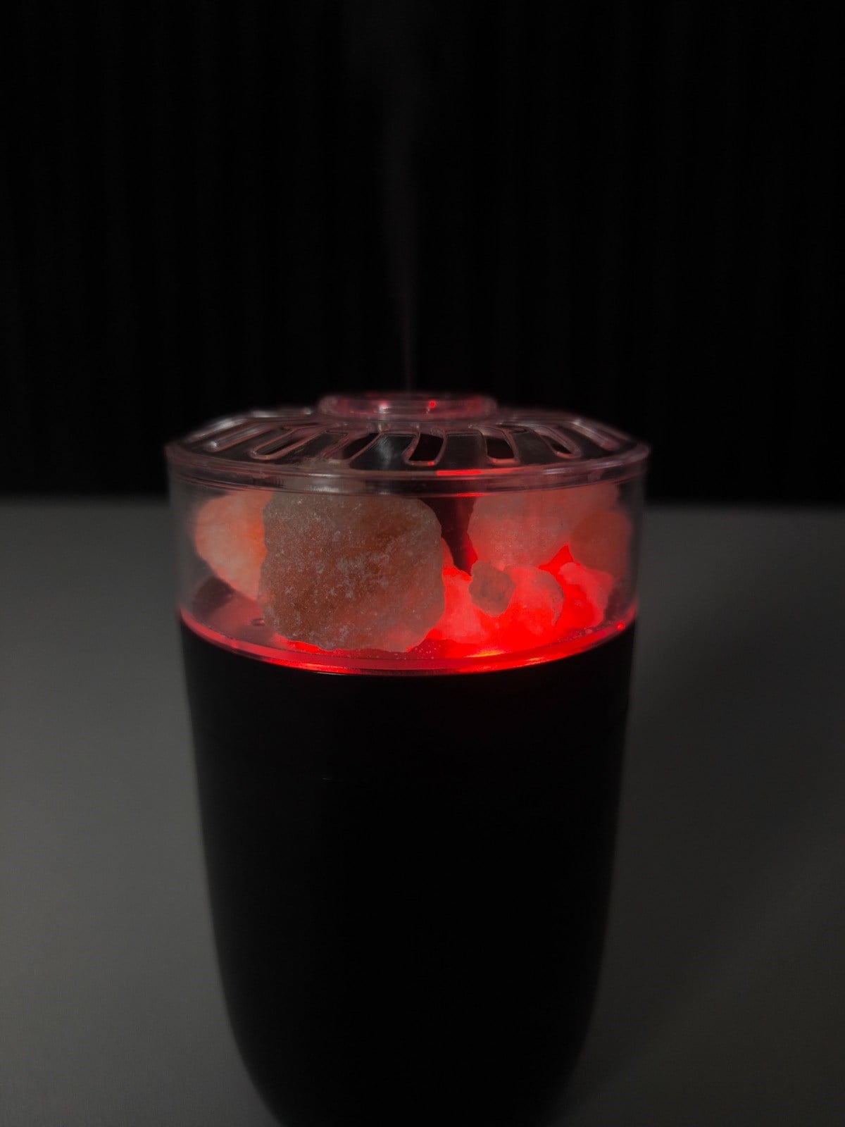 TELKUR WT-007 Crystal Salt: Kristal Tuz Lambalı, 1200 mah Bataryalı, Kablosuz Renkli Işıklı Hava Nemlendirici Siyah